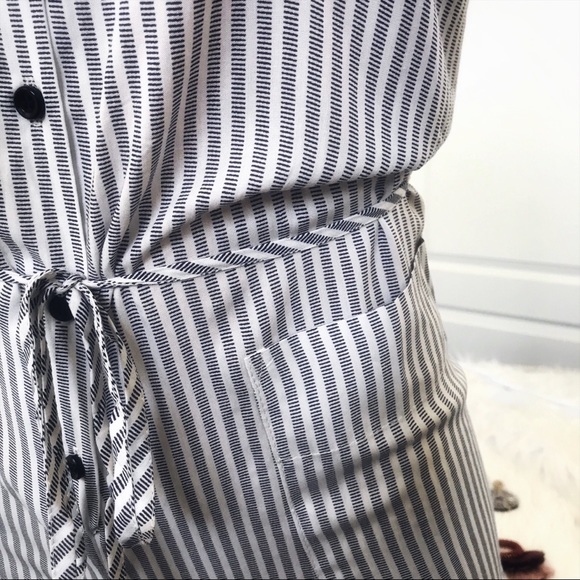 Striped Cami Jumpsuit Button Front Tie Waist - Picture 3 of 6